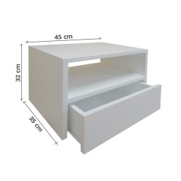 Mesa de Cabeceira Nicho com Gaveteiro Suspenso de Parede Off White Laca - 4