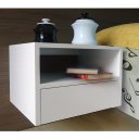 Ver imagem 4 de Mesa de Cabeceira Nicho com Gaveteiro Suspenso de Parede Off White Laca