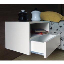 Mesa de Cabeceira Nicho com Gaveteiro Suspenso de Parede Off White Laca - 2
