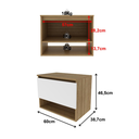 Ver imagem 6 de Gabinete Suspenso para Banheiro 60cm 1 Porta e Nicho BN3606 Branco/Amêndoa - Tecno Mobili