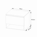 Ver imagem 4 de Balcão Gabinete Armário Suspenso 60 cm Sem Cuba 1 Porta 1 Nicho Banheiro Marrom Madeira e Branco