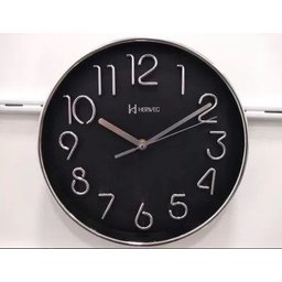 Relógio Silencioso Parede 25 Cm Preto 6480 Cromado Herweg - 5