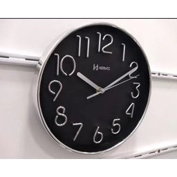 Relógio Silencioso Parede 25 Cm Preto 6480 Cromado Herweg - 2