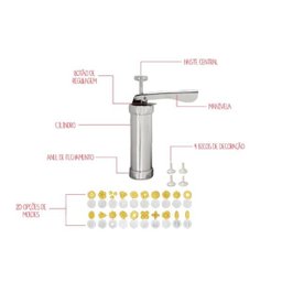 Maquina Manual para Biscoito Brinox Verona 4 Bicos 20 Moldes Inox - 2