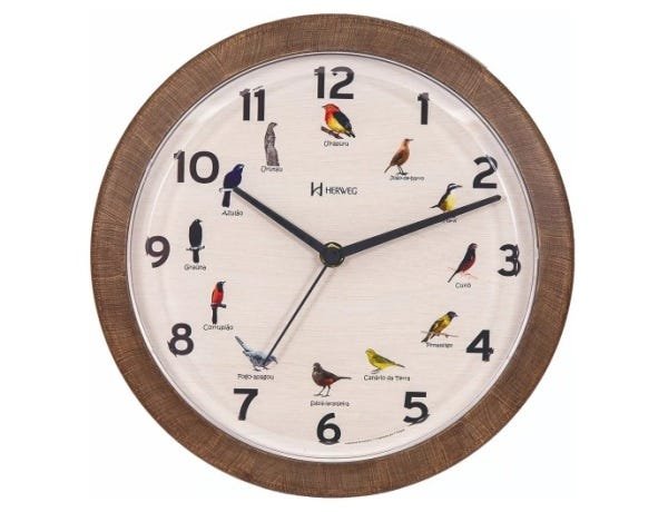 Relógio Parede Herweg 6658 Canto Pássaros Brasileiros