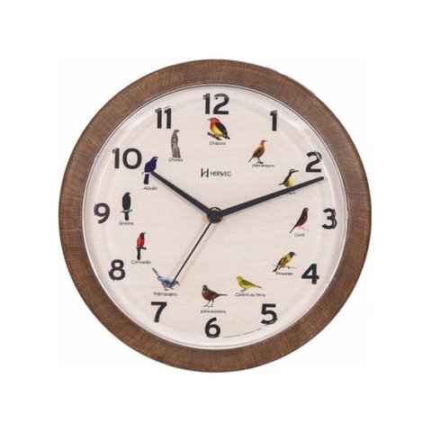 Relógio Parede Herweg 6658 Canto Pássaros Brasileiros