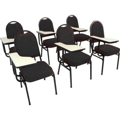 Kit com 6 Cadeiras para Auditórios Linha Hotel Preto