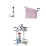 Kit Gancho + Toalheiro 22 cm + Porta Shampoo Cantoneira Aço - 1