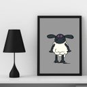 Ver imagem 1 de Quadro Decorativo Desenho Ovelha negra 33x24cm - com Vidro:madeira Preta