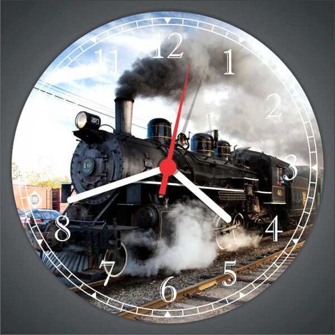Relógio De Parede Trem Locomotiva Quartz Silencioso Decorações