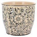 Ver imagem 1 de Vaso Cachepot em Cerâmica Creme e Preto Decoração de Ambientes
