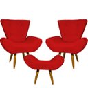 Ver imagem 1 de Kit 2 Poltronas Decorativas Para Sala Recepção Escritório Consultório + Puff Emilia Suede