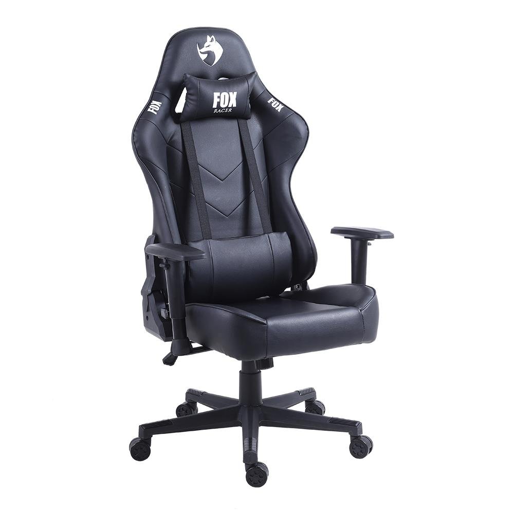 Cadeira Gamer Fox Racer Pro Com Almofadas Reclinável Descanso de Braço Ajustável Preto - 1