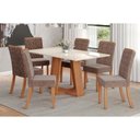 Ver imagem 1 de Conjunto: Mesa Sala Jantar Lins C/ Tampo Madeirado C/ Vidro 160x90cm e 6 Cadeiras Esther Nature/