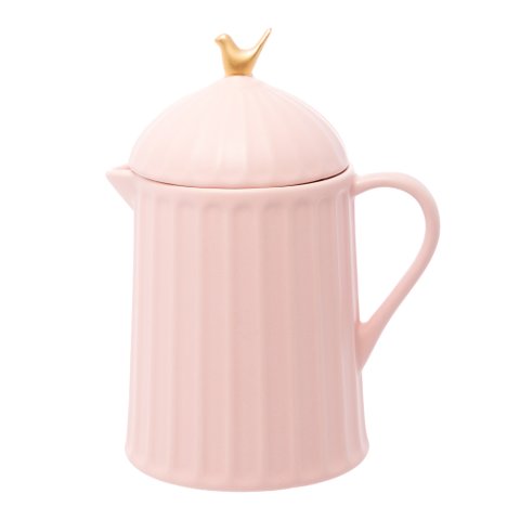 Bule de Cerâmica Colibri Beija Flor Dourado e Tampa 600ml