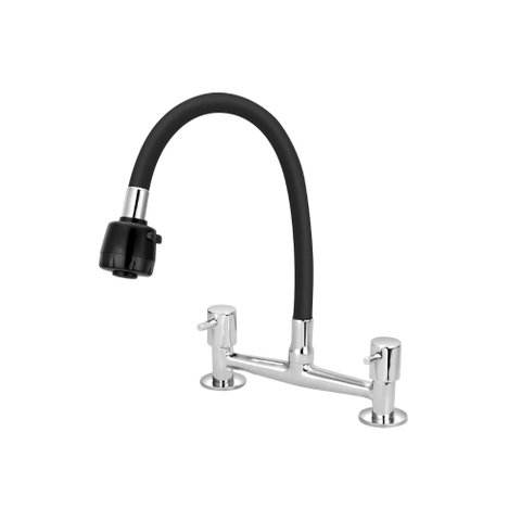 Torneira Misturador Gourmet Flexível Preto Cozinha Mesa 1/4v