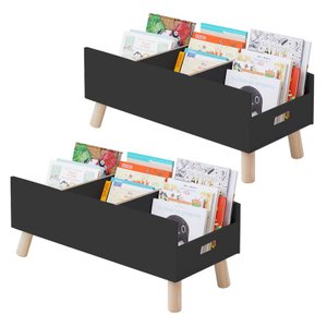 Kit 2 Porta Livros Revisteiro Infantil Pé Palito 40cm Preto