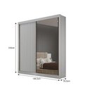 Ver imagem 2 de Guarda Roupa Solteiro Milano 2 Portas de Correr 3 Gavetas MDF com Espelho Branco