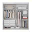 Ver imagem 3 de Guarda Roupa Solteiro Milano 2 Portas de Correr 3 Gavetas MDF com Espelho Branco