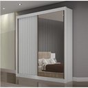 Ver imagem 1 de Guarda Roupa Solteiro Milano 2 Portas de Correr 3 Gavetas MDF com Espelho Branco