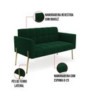 Ver imagem 4 de Sofá Namoradeira 2 Lugares Pé Ferro Dourado Elisa Bouclê Verde D03 - D'Rossi