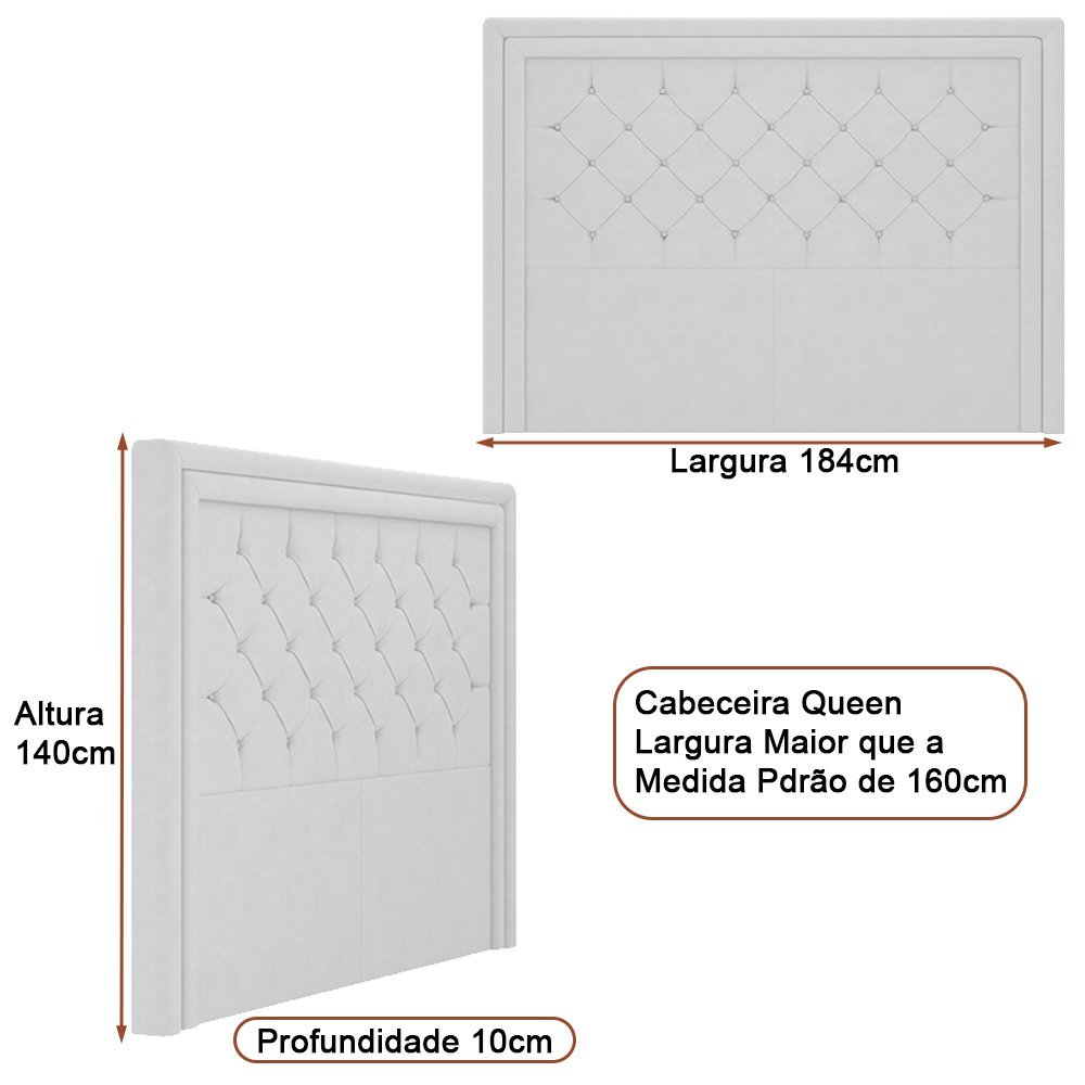 Cabeceira para Cama Box Queen 184cm Phili Linho Bege - Sallar Home - 2