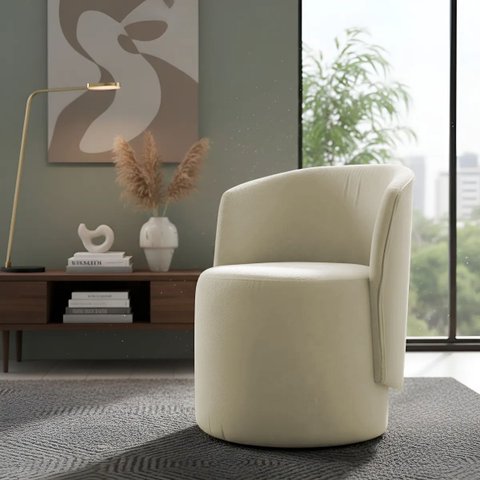 Poltrona Aura Decorativa Orgânica Bouclé Premium de Luxo para Sala Quarto Recepção Design Escultural