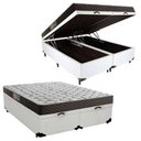 Ver imagem 1 de Cama Box Baú Queen Colchão Mola Ensacada Belos Sonhos + Box Sintético 71x158x198 Branco