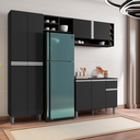 Ver imagem 1 de Armário de Cozinha Florença Branco 5 Portas e Nichos Moderno:Preto