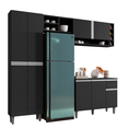 Ver imagem 2 de Armário de Cozinha Florença Branco 5 Portas e Nichos Moderno:Preto