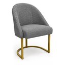 Ver imagem 3 de Kit 08 Cadeiras Poltrona de Jantar Lua Boucle Grafite Base Ferro Dourado Dal Poz Estofados