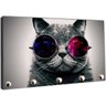 Porta Chaves Gato Óculos Pug Pet Shop Animais Salas Decorações Organizador Chaveiros - 3