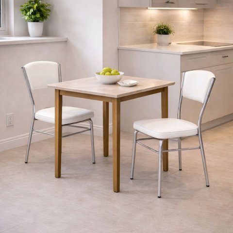 Cadeira Cozinha Reforço Cromada Assento Grosso Confortável Encosto Estofado Cor Branco Kit 2 Peças