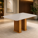Ver imagem 2 de Mesa de Jantar 4 Lugares Retangular Tampo de MDF Munique Cobre/Blonde- Casa Giulia
