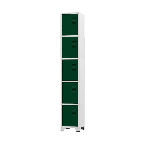 Armário Roupeiro de Aço 5 Portas para Vestiário Academia Verde Escuro com Chave