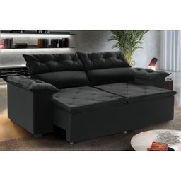 Sofá Preto Compact Retrátil e Reclinável 180cm com Molas Espirais - 2