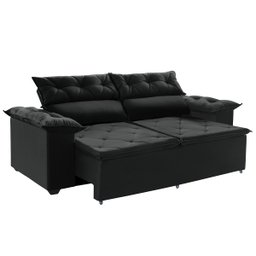 Sofá Preto Compact Retrátil e Reclinável 180cm com Molas Espirais - 1
