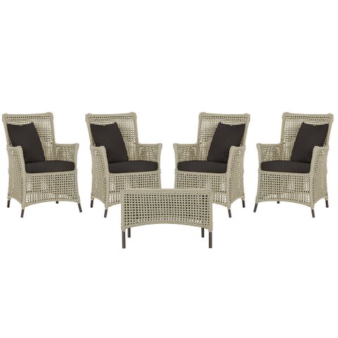 4 Poltronas e 1 Mesa Igapó em Alumínio Pintura Marrom Corda Náutica Estofado 9