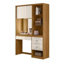 Ver imagem 2 de Penteadeira Camarim Multiuso com Led e Espelho com 2 Gavetas Lume - Freijó/offwhite