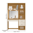 Ver imagem 5 de Penteadeira Camarim Multiuso com Led e Espelho com 2 Gavetas Lume - Freijó/offwhite