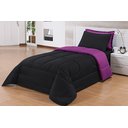 Ver imagem 1 de Kit Edredom Solteiro 4 Peças Pérola Preto/pink