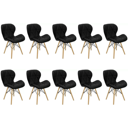 Kit 10 Cadeiras Estofada Eiffel Slim Wood Pés de Madeira Preto - 1