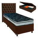 Ver imagem 1 de Conjunto Cama Box Bau Marrom Solteiro + Colchão D28 Conforto Paropas + Cabeceira