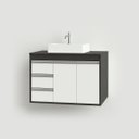 Ver imagem 2 de Gabinete de Banheiro com Pia e Gavetas Pérola 80cm Montado Fimap Grafite Branco