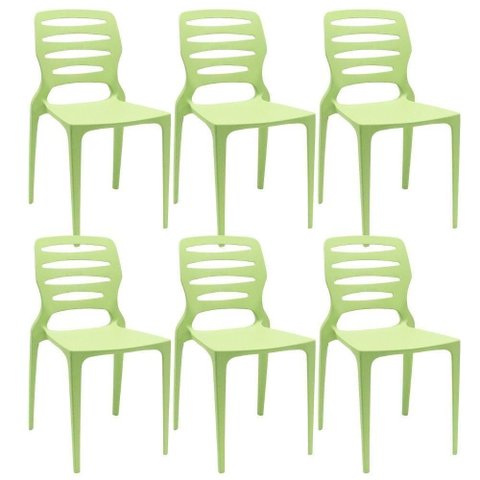 Kit 06 Cadeiras para Cozinha Área Gourmet Jardim Empilhável Larsen P03 Verde Claro - Lyam Decor