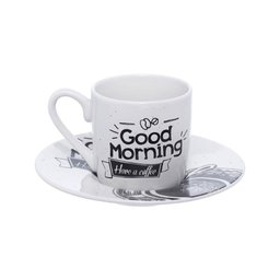 Jogo de xicara para café com pires de porcelana - 3
