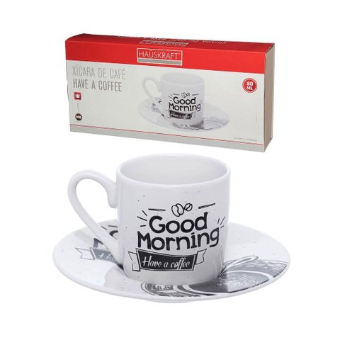 Jogo de Xicara para Café com Pires de Porcelana