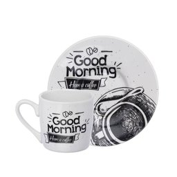 Jogo de xicara para café com pires de porcelana - 5