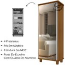 Ver imagem 3 de Armario Multiuso Sapateira 1 Porta com Espelho 00703502 Carvalho Lpa