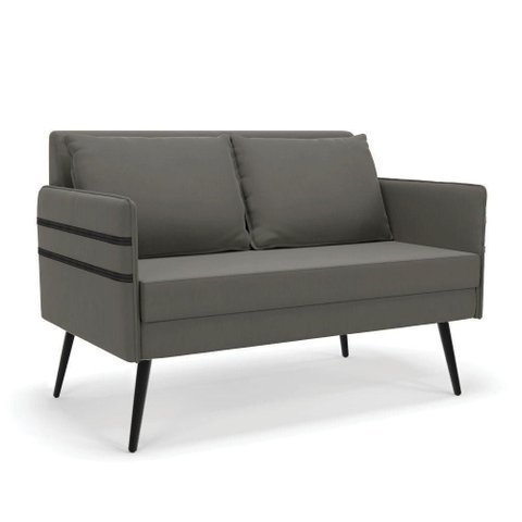 Namoradeira 02 Lugares Mari Suede de Ferro Grafite